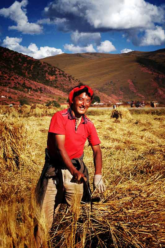 A local farmer of Markam County, Chamdo Prefecture, southwest China's Tibet Autonomous Region(TAR).