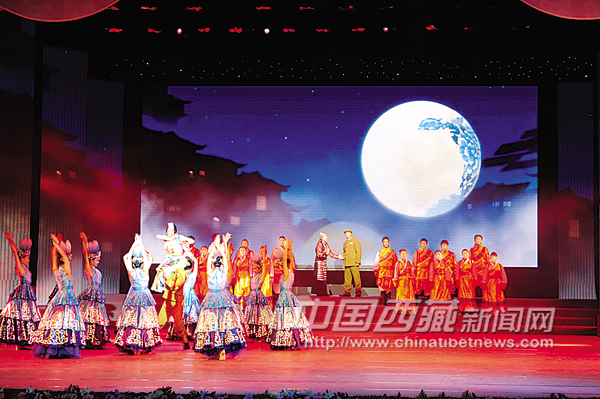 Actors and actresses perform to celebrate the 60 anniversary of Tibet's Peaceful Liberation.