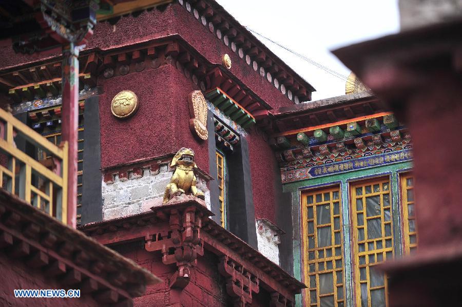 Photo taken on July 10, 2013 shows a building at the Tsurpu Monastery in Doilungdeqen County, southwest China's Tibet Autonomous Region. Founded in 1189, Tsurpu serves as the traditional seat of the K