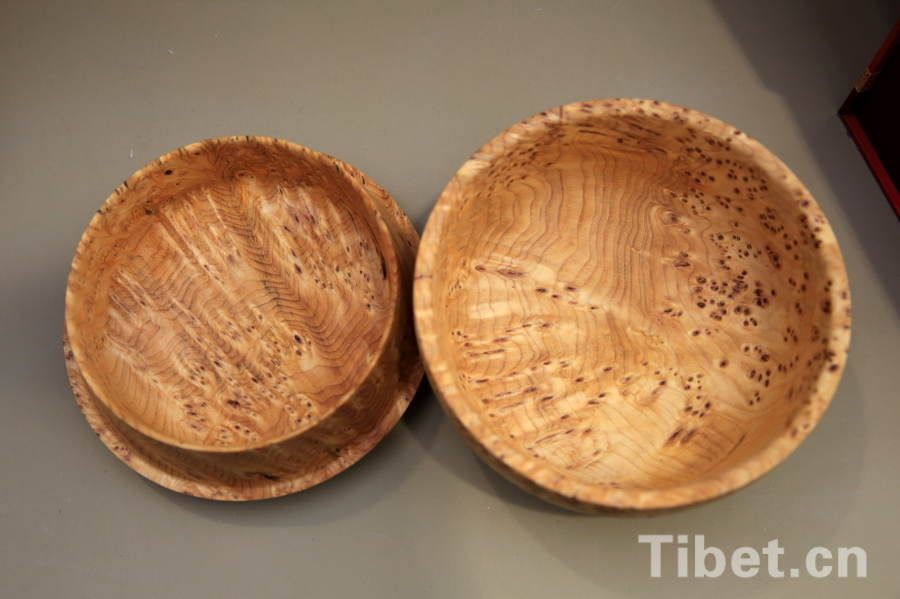 Zayul wooden bowls on display during intangible cultural heritages exhibition