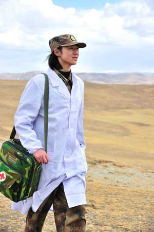 Peng Yan, 32, has been working for 12 years as a nurse at the Nagqu military sub-area clinic.